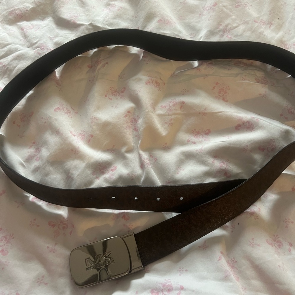 Michael Kors Dark Brown Belt with Silver Buckle